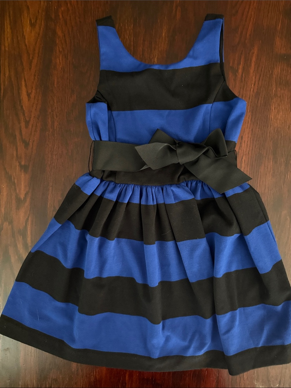 Polo by Ralph Lauren Blue and Black Striped Bow Waist Dress